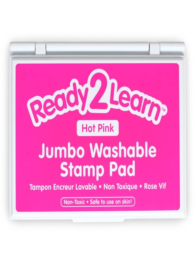 READY 2 LEARN وسادة حبر قابلة للغسل كبيرة الحجم من Ready 2 Learn - لون وردي - 6.2 بوصة طول × 4.1 بوصة عرض - غير سامة - مقاومة للبهتان - حجم مثالي لبصمات أيدي وأقدام الأطفال - Image 1